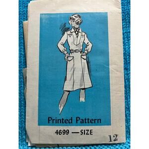 Sewing pattern 4699 shirt dress pockets 1970s size 12